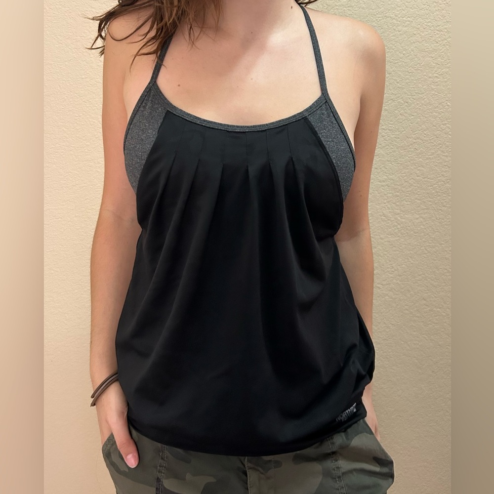The North Face black athletic tank with built in gray bra size Medium